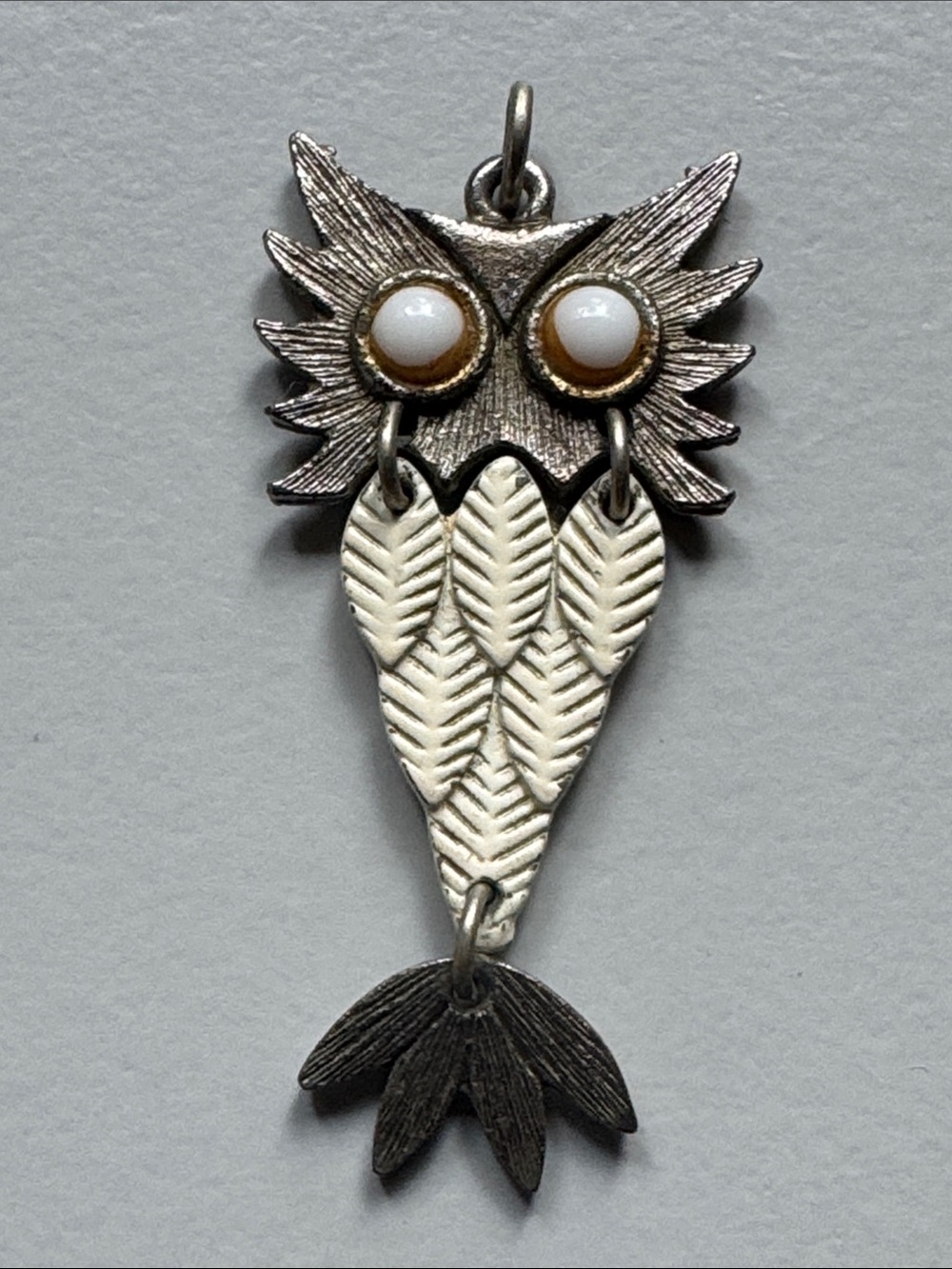 Vintage Articulated Owl Pendant Necklace Charm